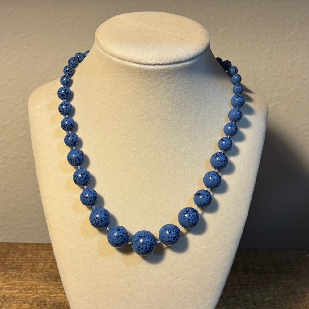 Vintage Blue Beaded Necklace